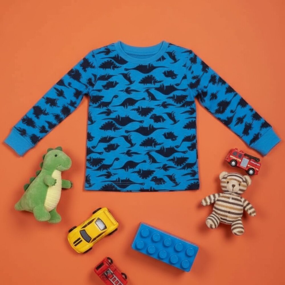 Boys Blue Shadow Dinosaur Kids Pajama Set , Soft cotton Andrew Scott NWT - Picture 3 of 4